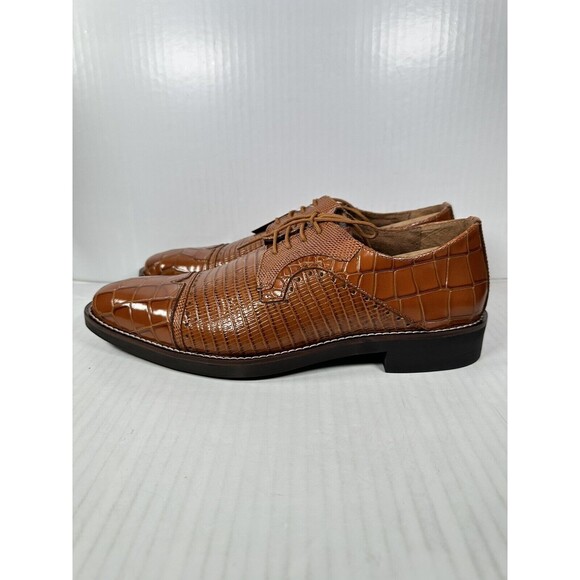 Stacy Adams Esposito Cap Toe Oxford Shoes Animal Print Tan Men Size 10 25538-240 - Picture 3 of 8